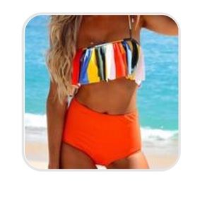 Swim suit, high waisted two piece, never worn